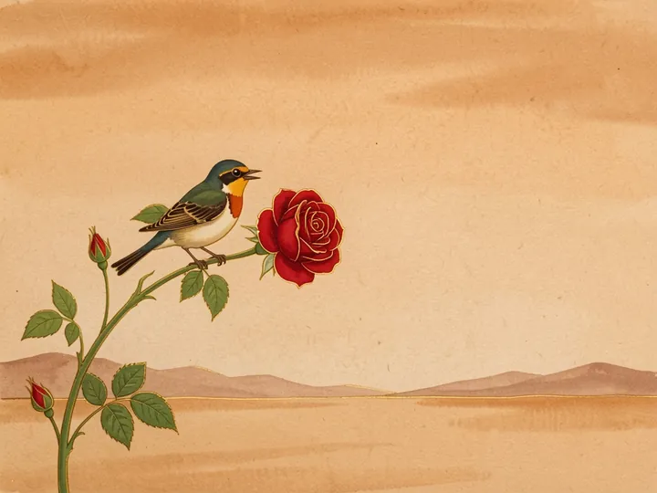 A nightingale singing to a red rose